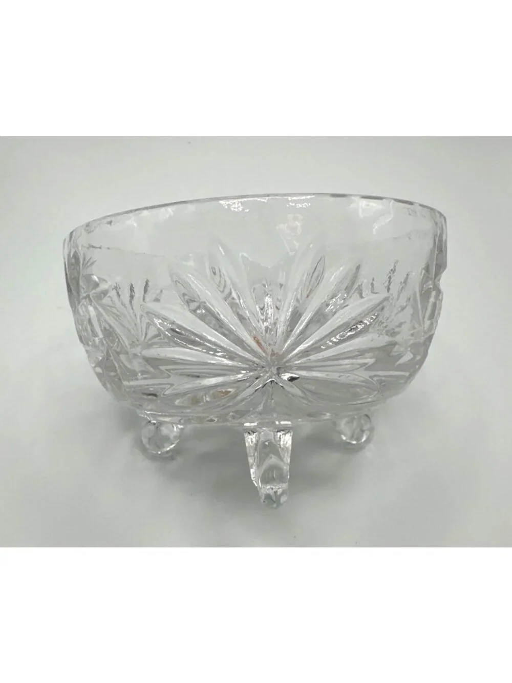Kristal Zajecar Yugoslavian Crystal Footed Bowl with Floral Starburst Design